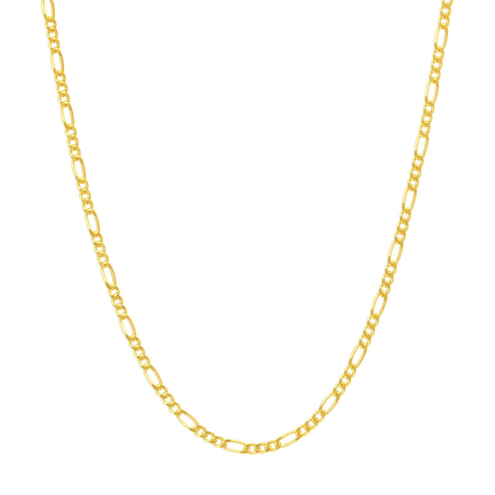 1.28mm Concave Figaro Chain with Spring Ring Real 14K Yellow Gold ALL SIZES