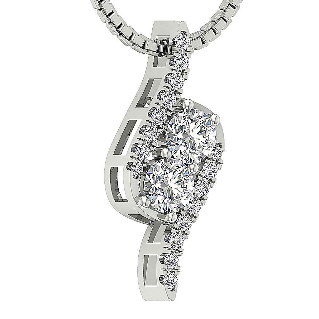 Forever Us Two Stone Fashion Pendant I1 G 0.50 Ct Natural Diamond 14K White Gold