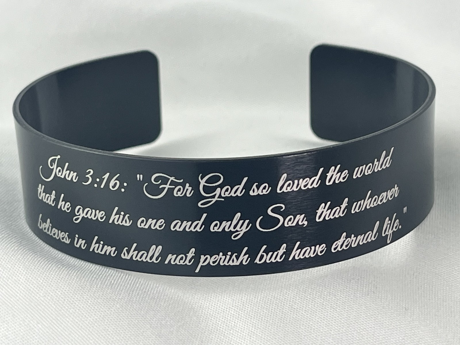 Bible Inspirational Verse Engraved Adjustable Bracelet Anodized Aluminum Cuff US