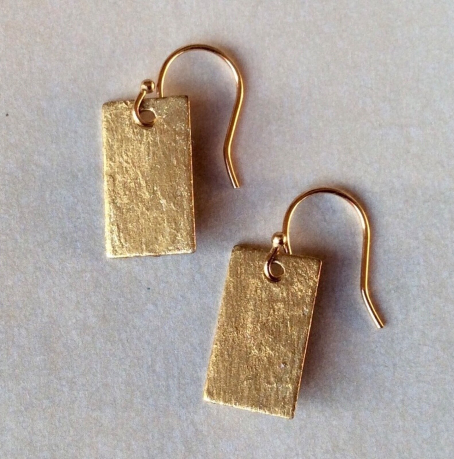 New Sundance Charm Rectangle Earrings Gold Plated Handmade Artisan Jewelry