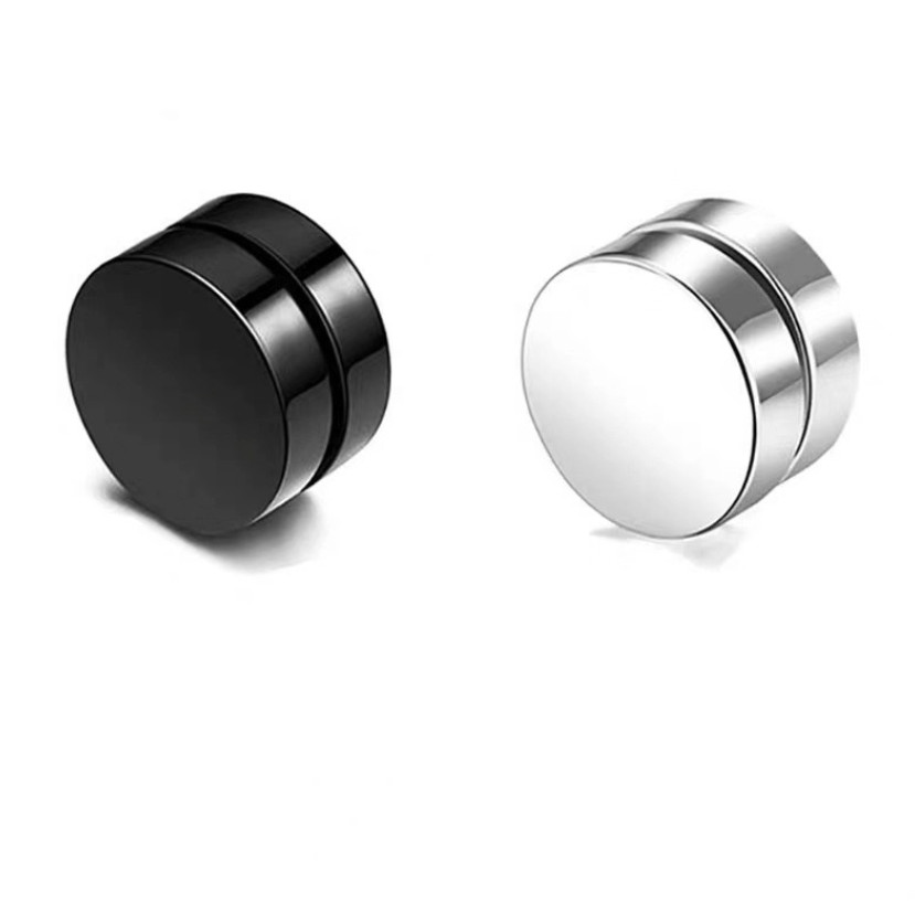 Men Women Stainless Steel Stud Earrings Magnetic Ear Plugs Non-Piercing Clip On