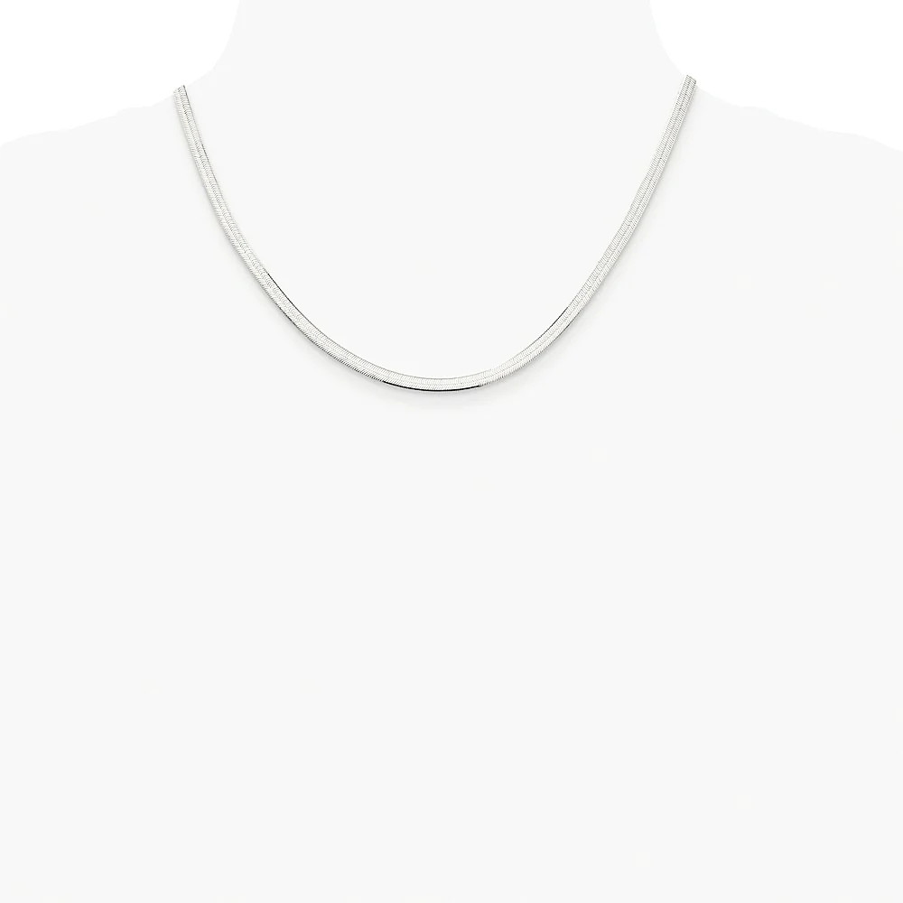 Sterling Silver Rhodium-Plated 3.5mm Magic Herringbone Chain Necklace 16″-24″