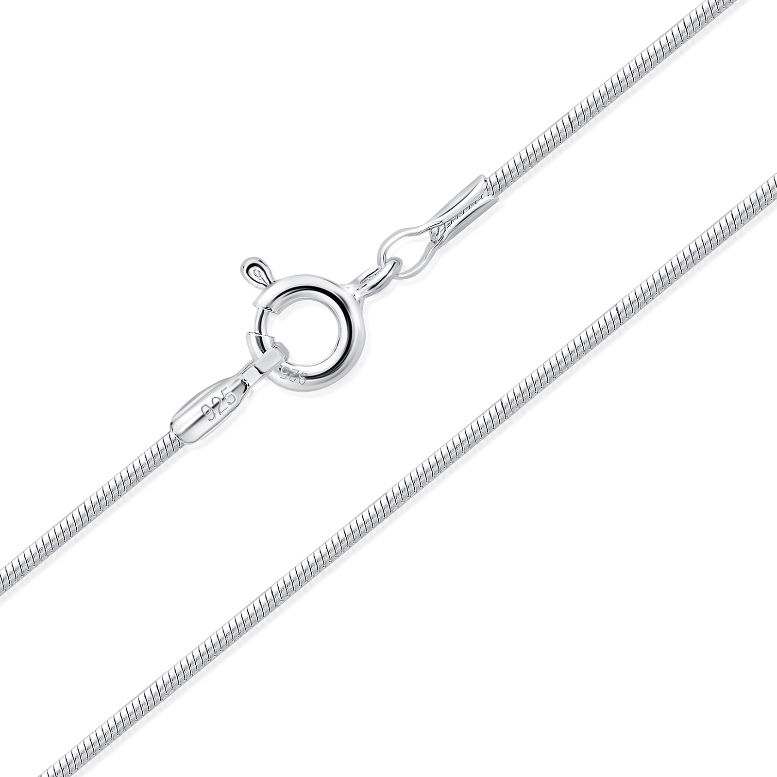 Cadena de collar de serpiente de plata de ley de 22 pulgadas