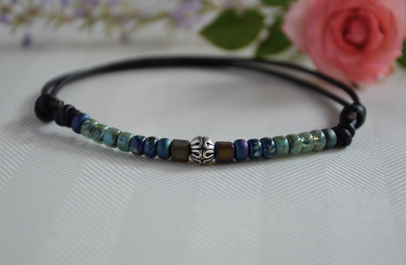 Multi-Color Bead Leather Anklet Beaded Ankle Bracelet Women’s Ankle Jewelry