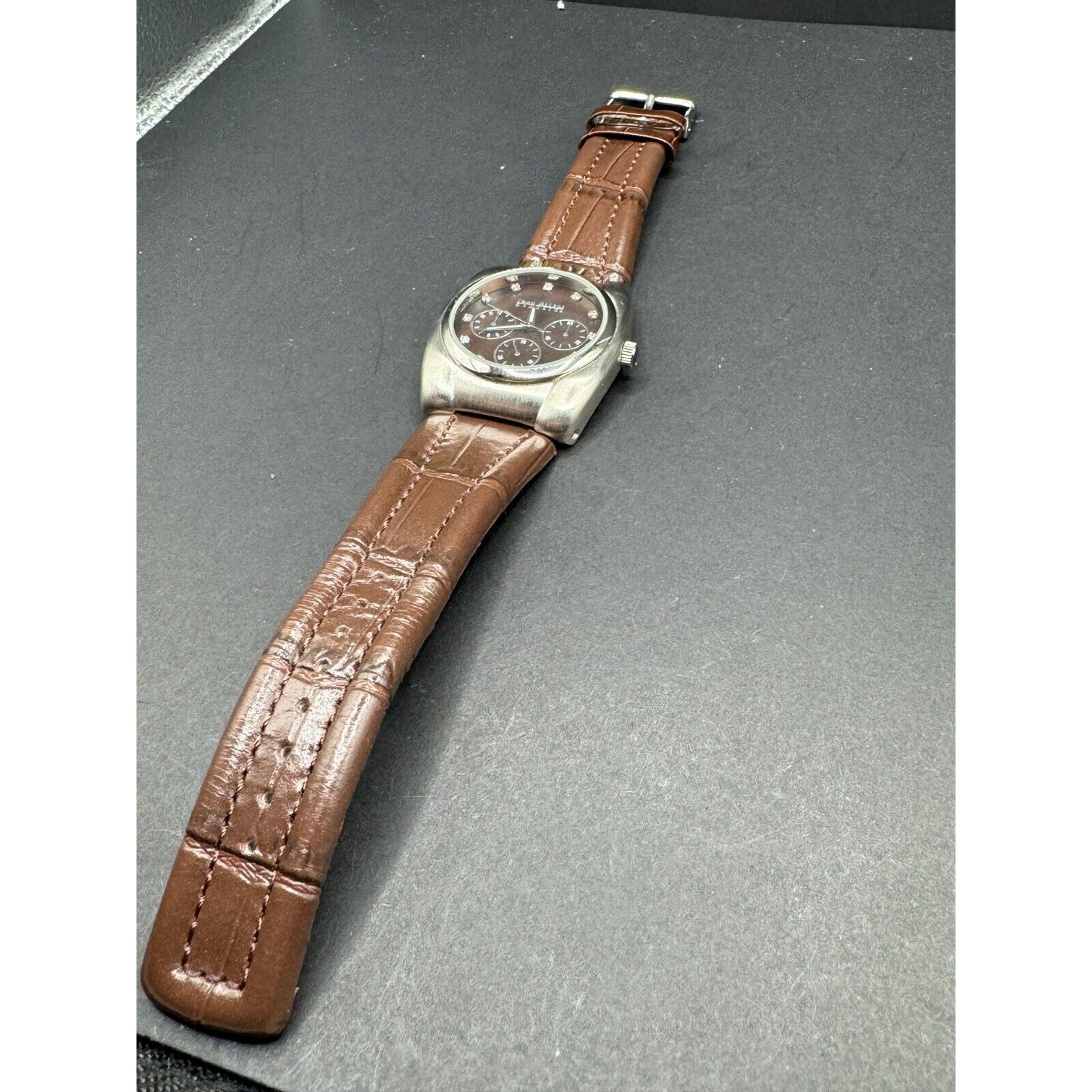 Joan Rivers Classics Women’s Watch V377 Silver Tone Case Brown Leather Band
