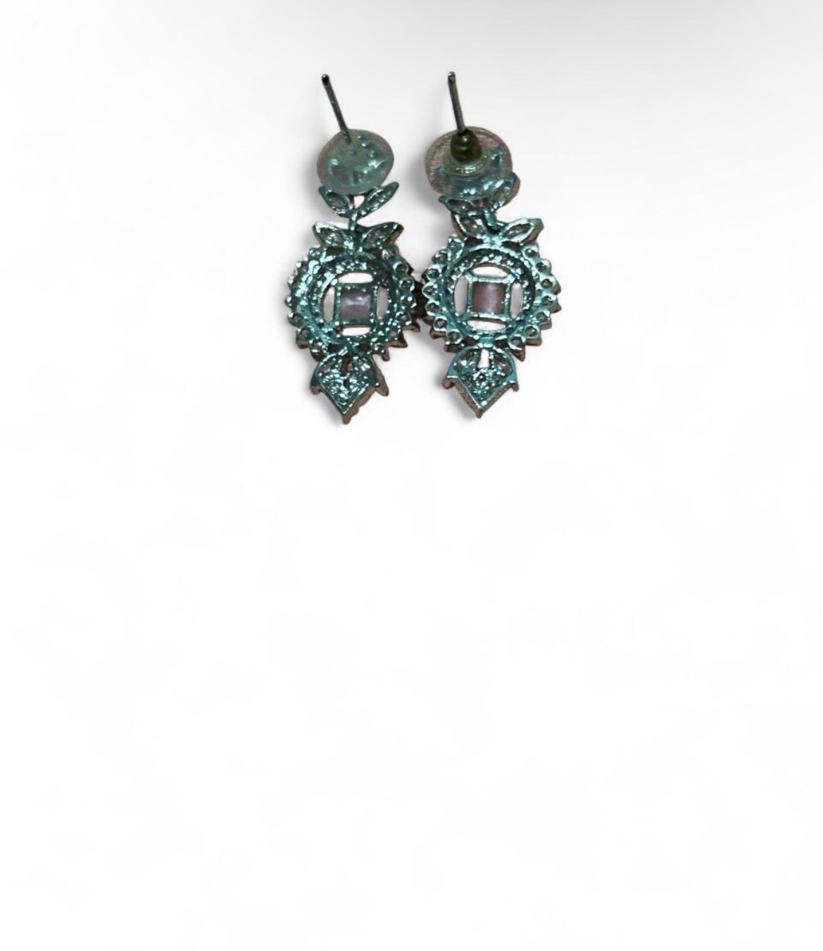 Silver necklace with crystal embellishments and matching earring