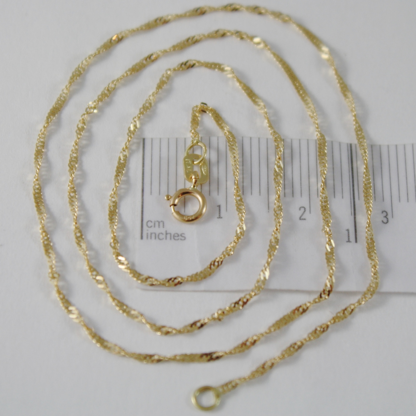 18K YELLOW GOLD MINI SINGAPORE BRAID ROPE CHAIN 17.7″, 1.2 MM MADE IN ITALY