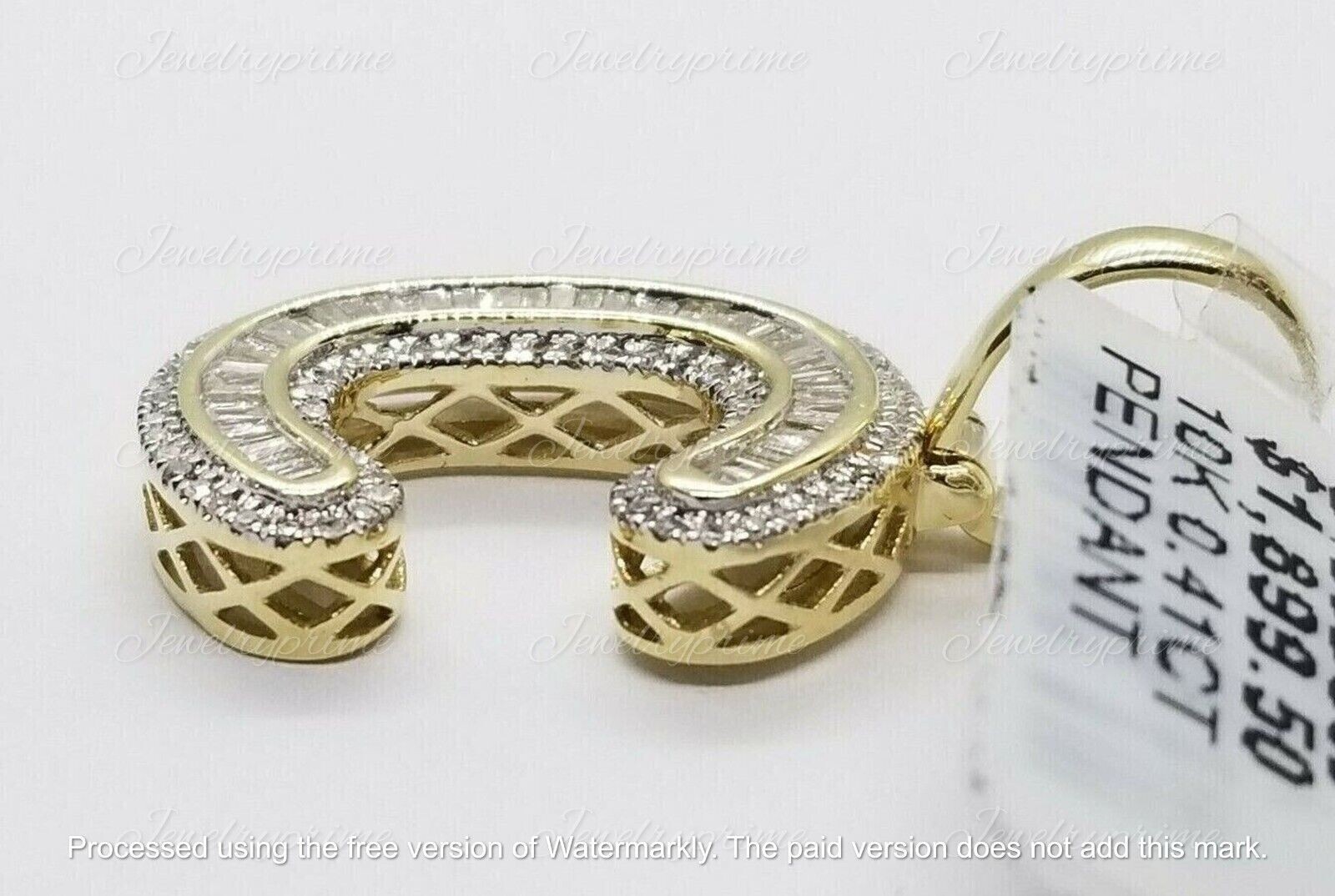 3Ct Lab Created Diamond Initial Alphabet Letter C Pendant 14K Yellow Gold Plated