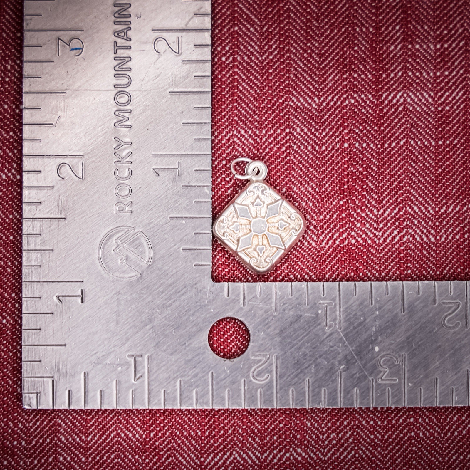 Antique French Puffy Square Charm Sterling Silver Die Struck 19th Century