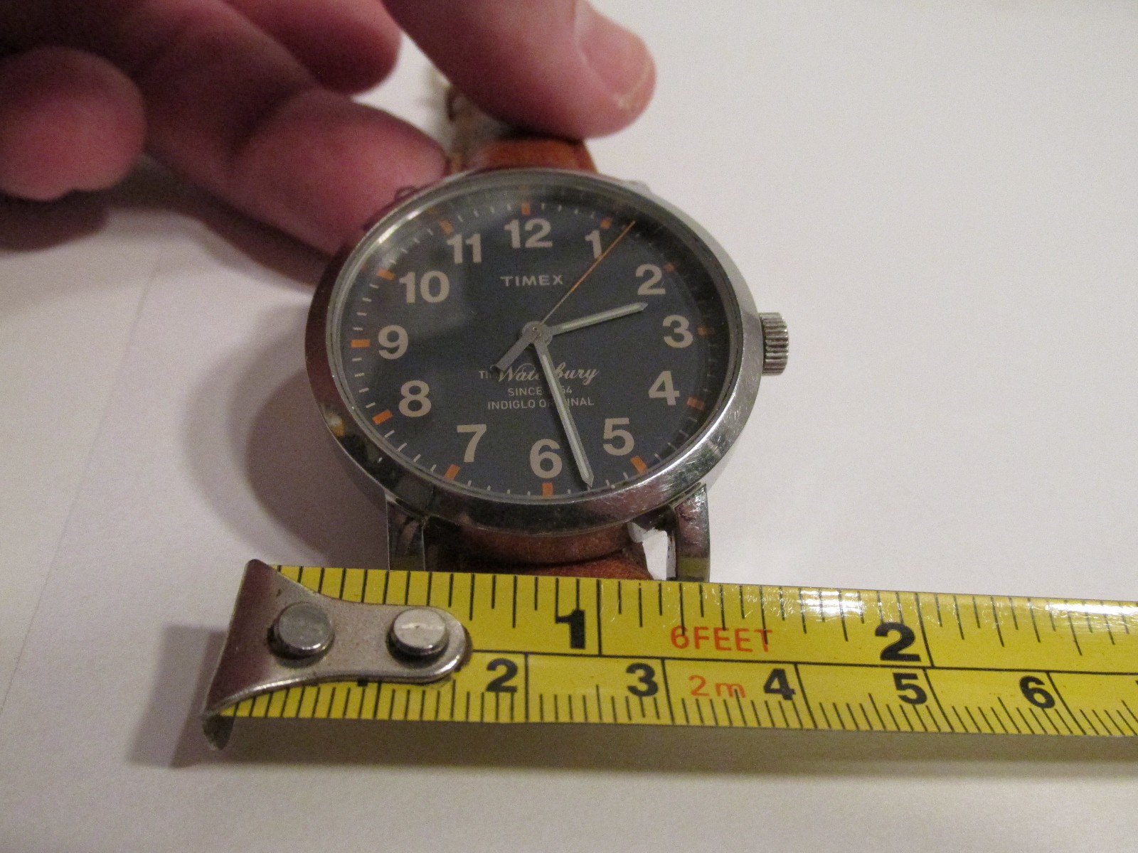 RARE VINTAGE MENS TIMEX THE WATERBURY 1854 INDIGLO WRIST WATCH RUNS TW2PS8700