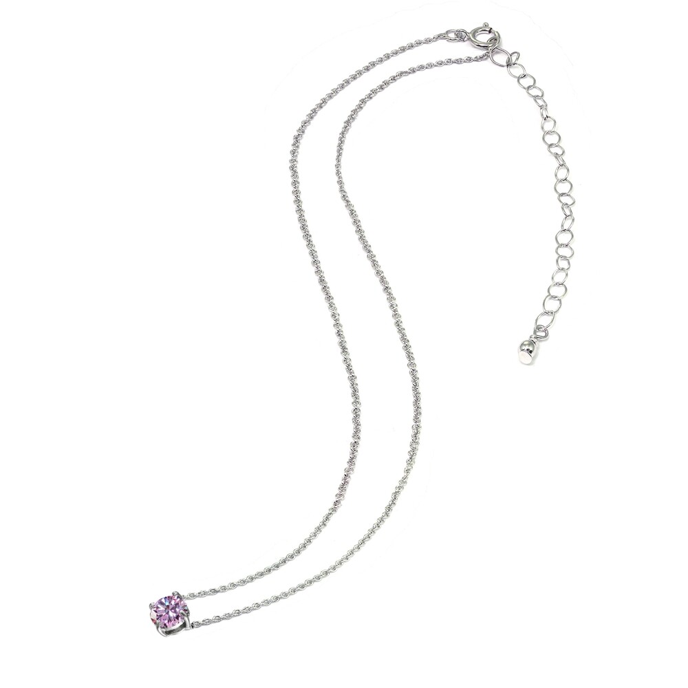 Purplish Pink Solitaire 925 Silver Choker Necklace Made with AAA Zirconia