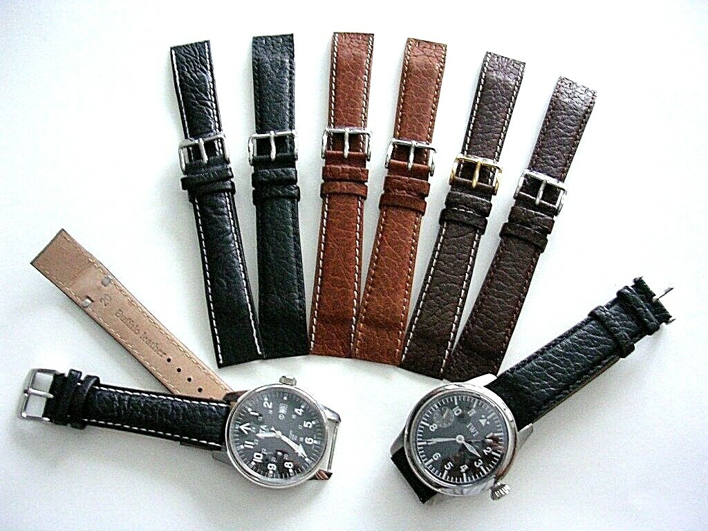 Buffalo calf Open End wire lug Leather watch band strap IW SUISSE 16 18 20 22mm