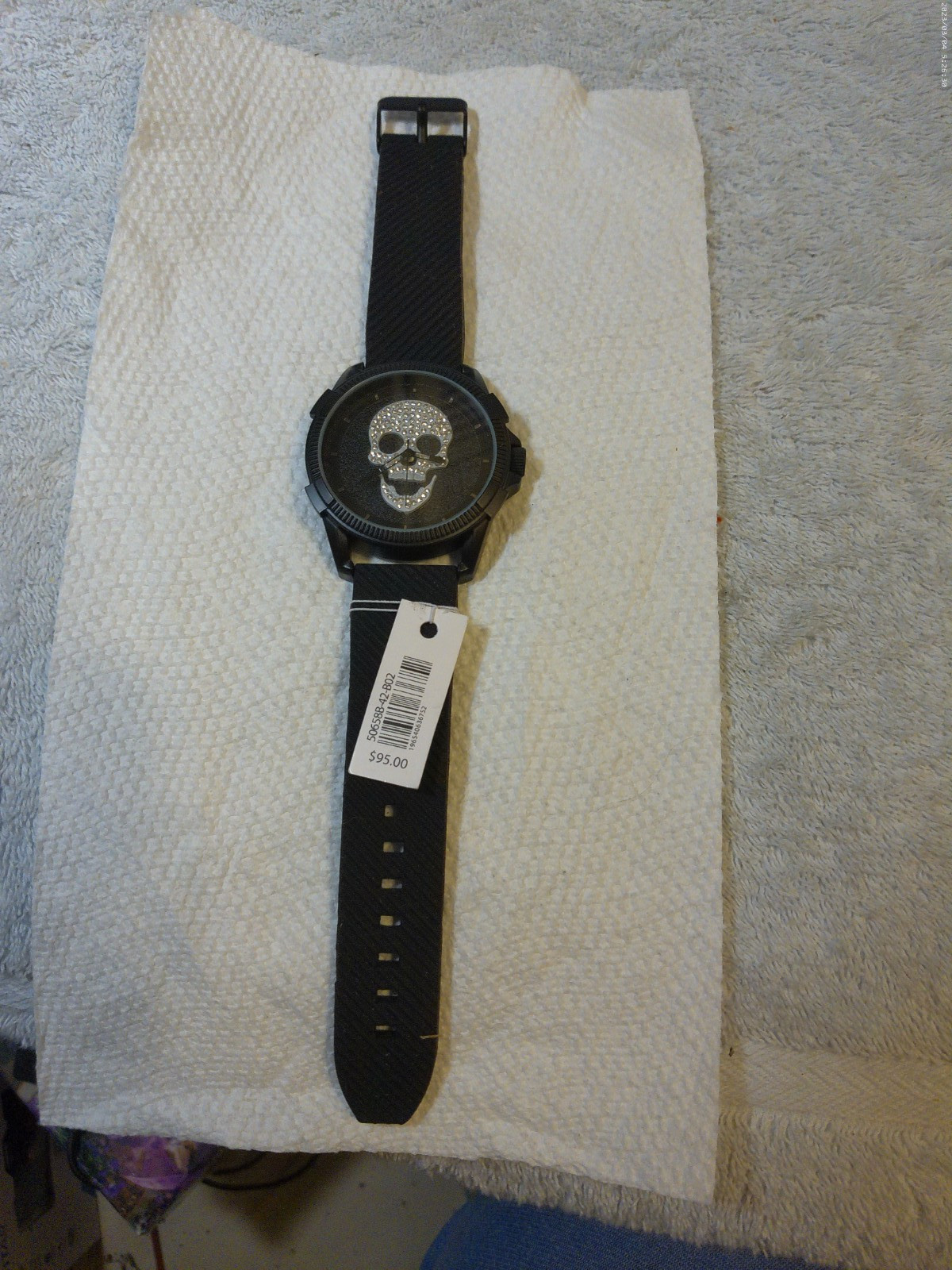 Ed Hardy Men’s Bling Skull Watch Black Rubber Strap Brand ” SEE DETAILS & PICS “