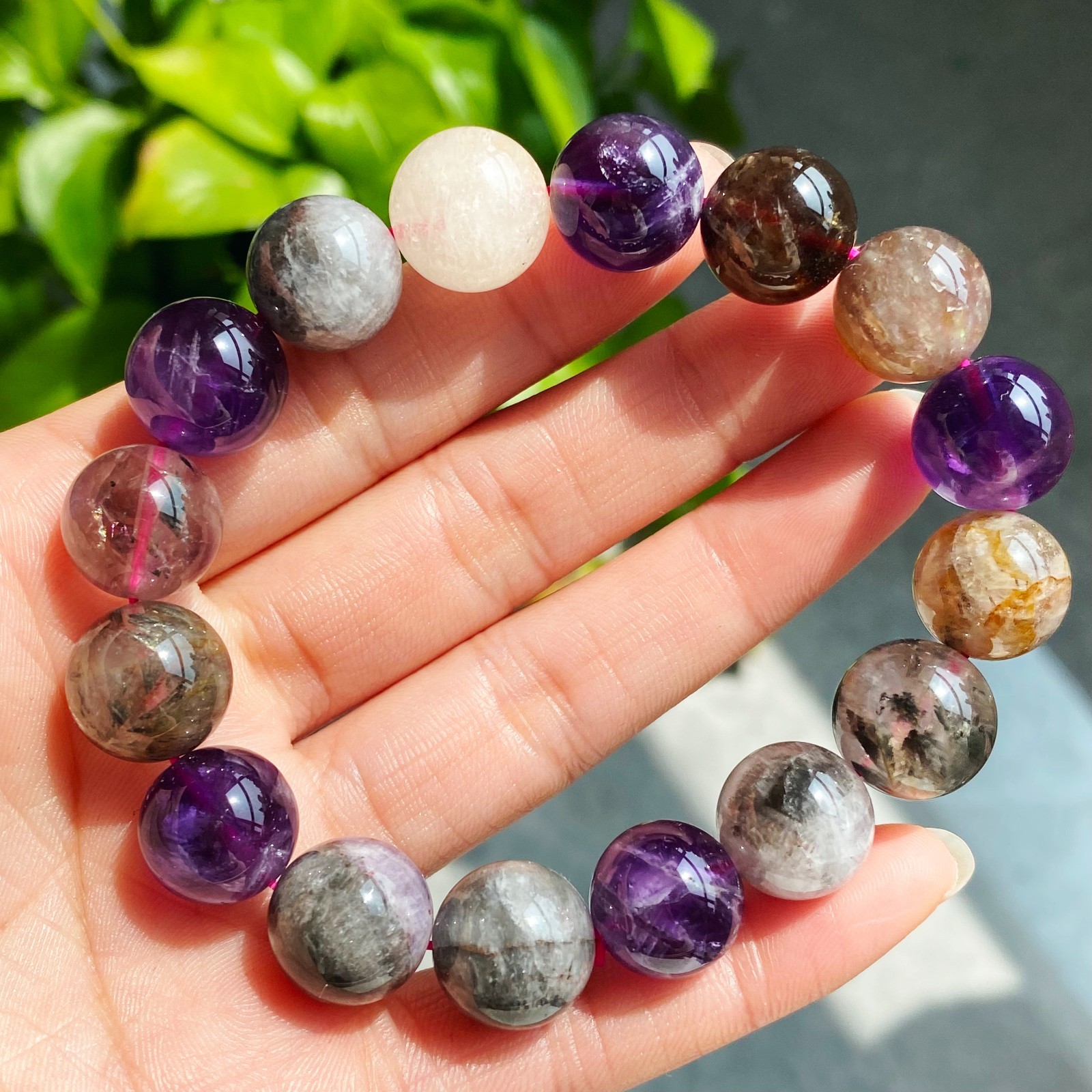 13-13.7mm Natural Auralite 23 Crystal Quartz Beads Bracelet 2895