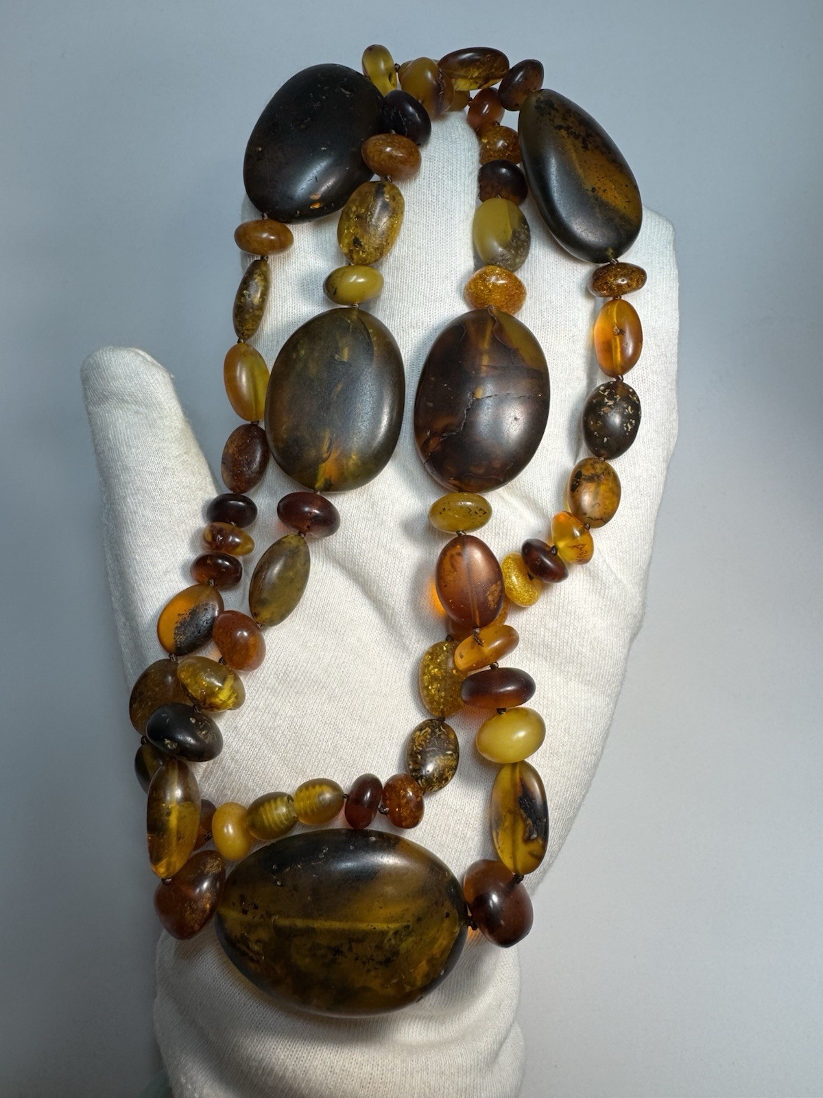 Natural Baltic Amber Statement Necklace, Dark Cognac Butterscotch 79g 80cm