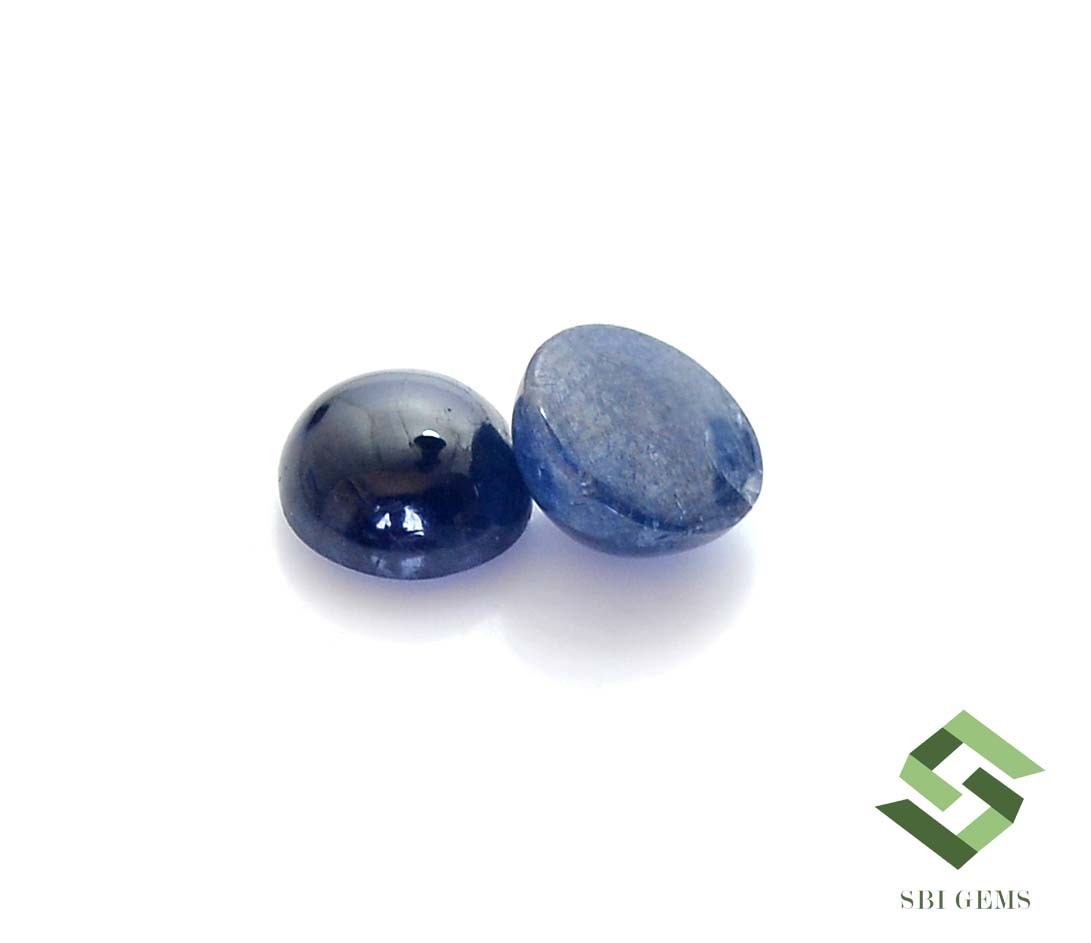 10 mm Natural Blue Sapphire Round Cabochon Pair 11.09 CTS Loose Certified Gems