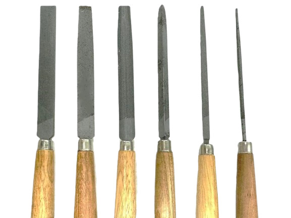6pc Precision File Set with Wooden Handles – Watchmaking Jewelry Metal Craft