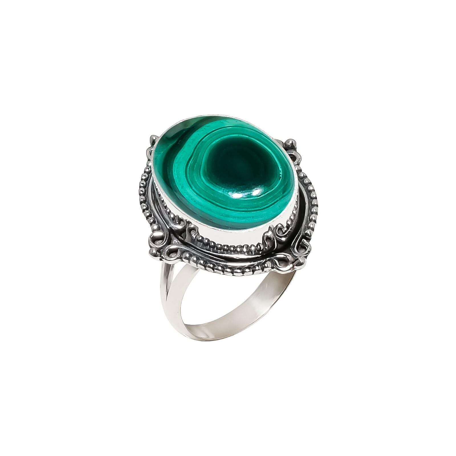 Natural Malachite Gemstone 925 Sterling Silver Ring Oxidize Jewelry Gift.