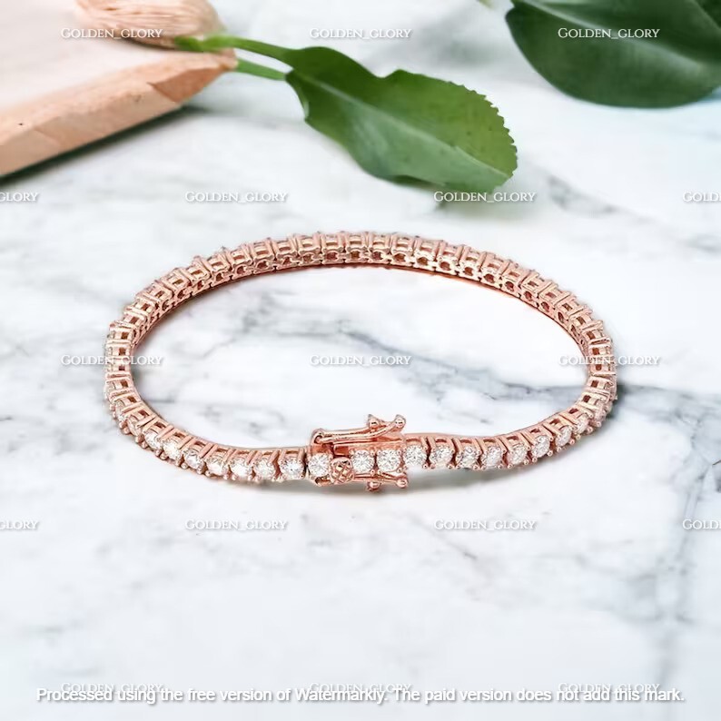 15Ct Round Cut 4MM Diamond 14k Rose Gold Finish Women’s Tennis Bracelet 7″ Inch