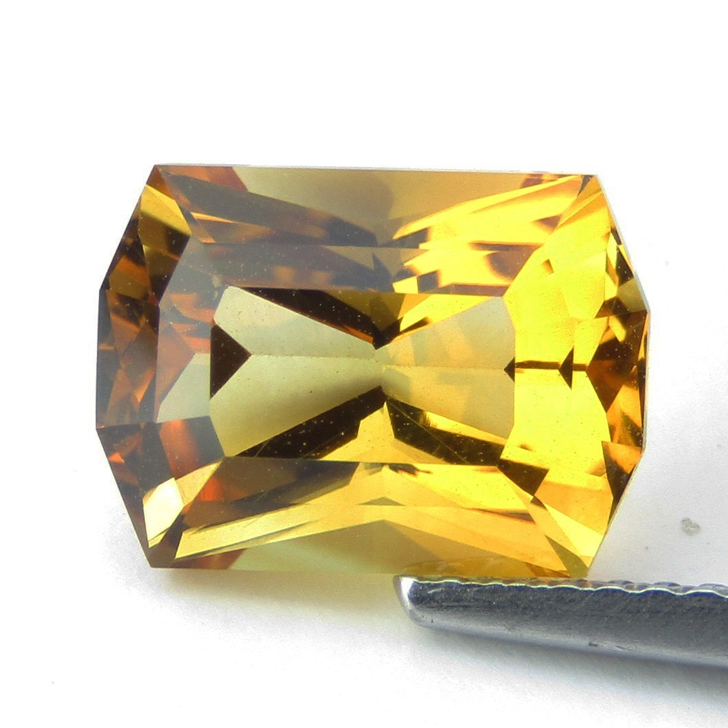 3.38Cts Natural Fantastic Fancy Radiant Cut Citrine 9.5mm Loose Gemstone
