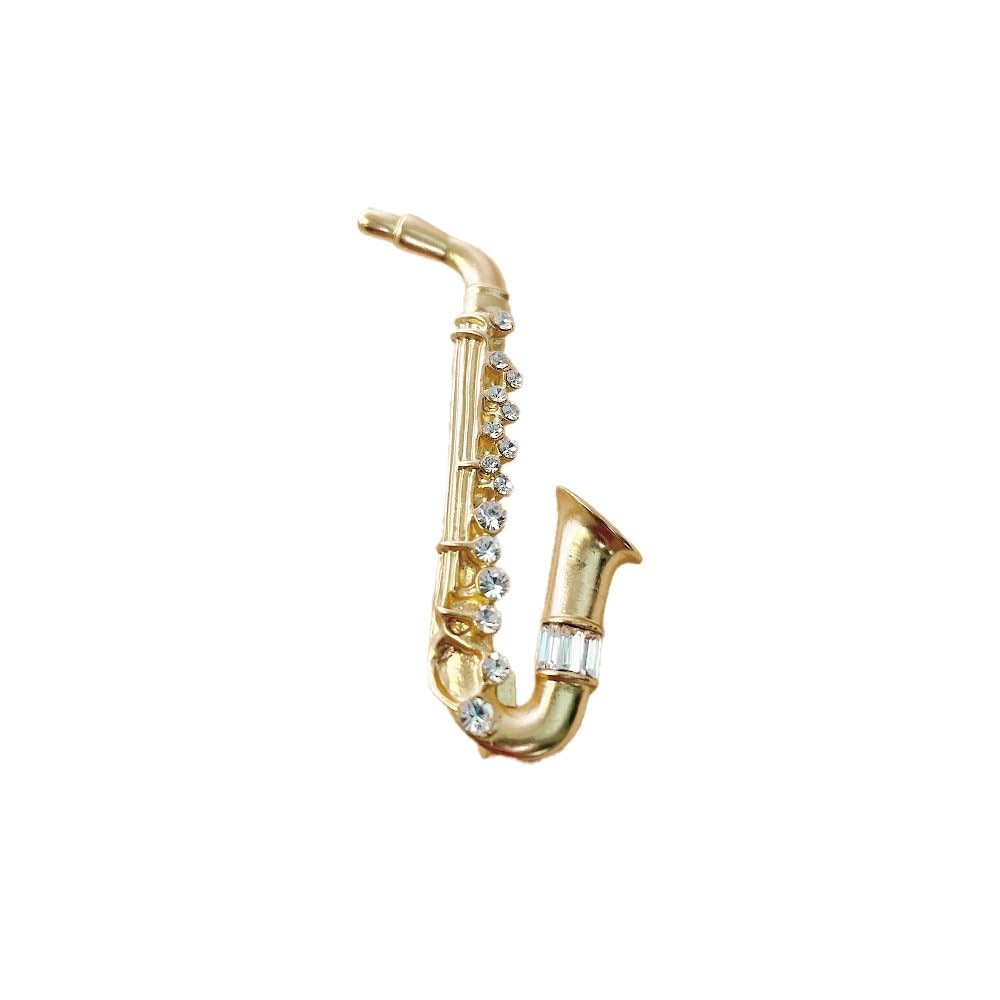 Cute Saxophone Instruments Rhinestones Brooch Lapel Pins for Women Men Girls …