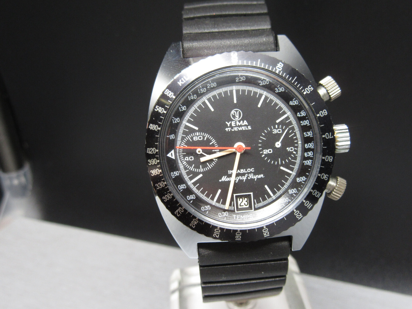 N57⭐⭐ Vintage ” YEMA Meangraf Super ” Chronograph Valjoux 7734 Watch ⭐⭐NOS