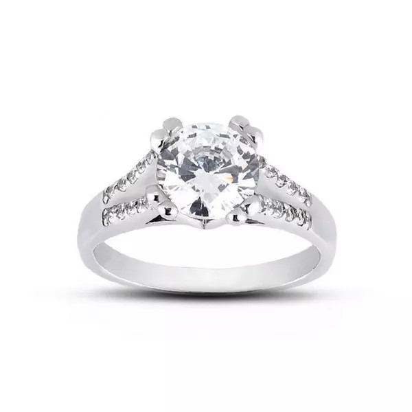Side Stone Engagement Ring Solid 14K Gold 2.53 CT Round Lab-Grown Diamond J SI2