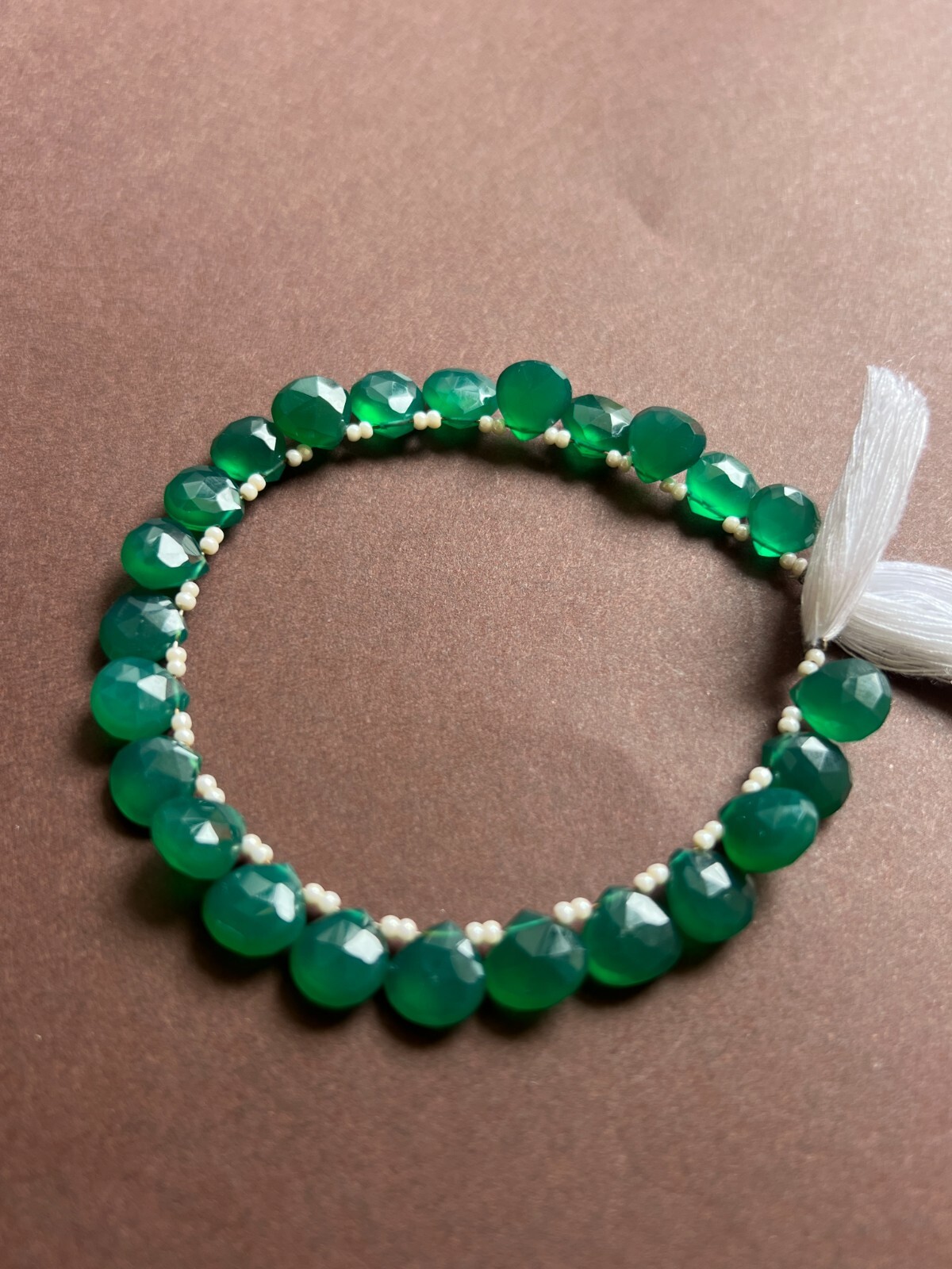 Green onyx Faceted Pear Briolette Beads 1 Strand 8-9mm Teardrop Gemstone