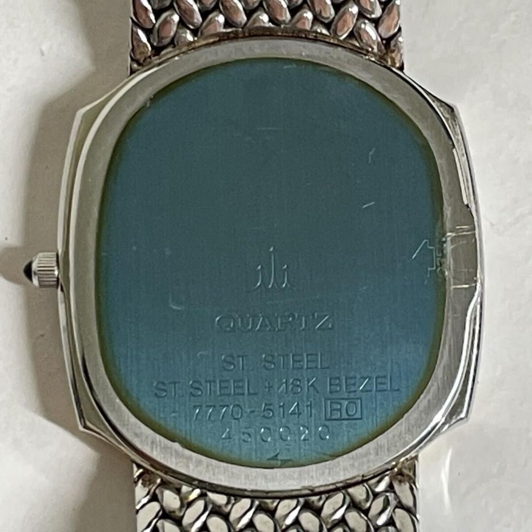 JUNK CREDOR Seiko 18K Gold Bezel Blue Sardonyx Dial Quartz 7770 5141 Not Running