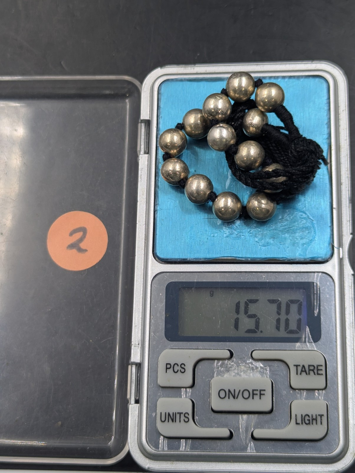 Vintage Sterling Silver 8.7mm Bead Ball Knotted Cord Bracelet 15.7g 6-8” Wrist