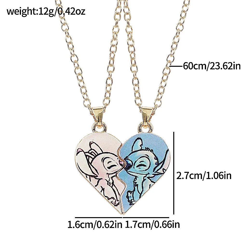 Disney Stitch Angel Couple Necklace Pendant Jewelry Gift for Couple Birthday