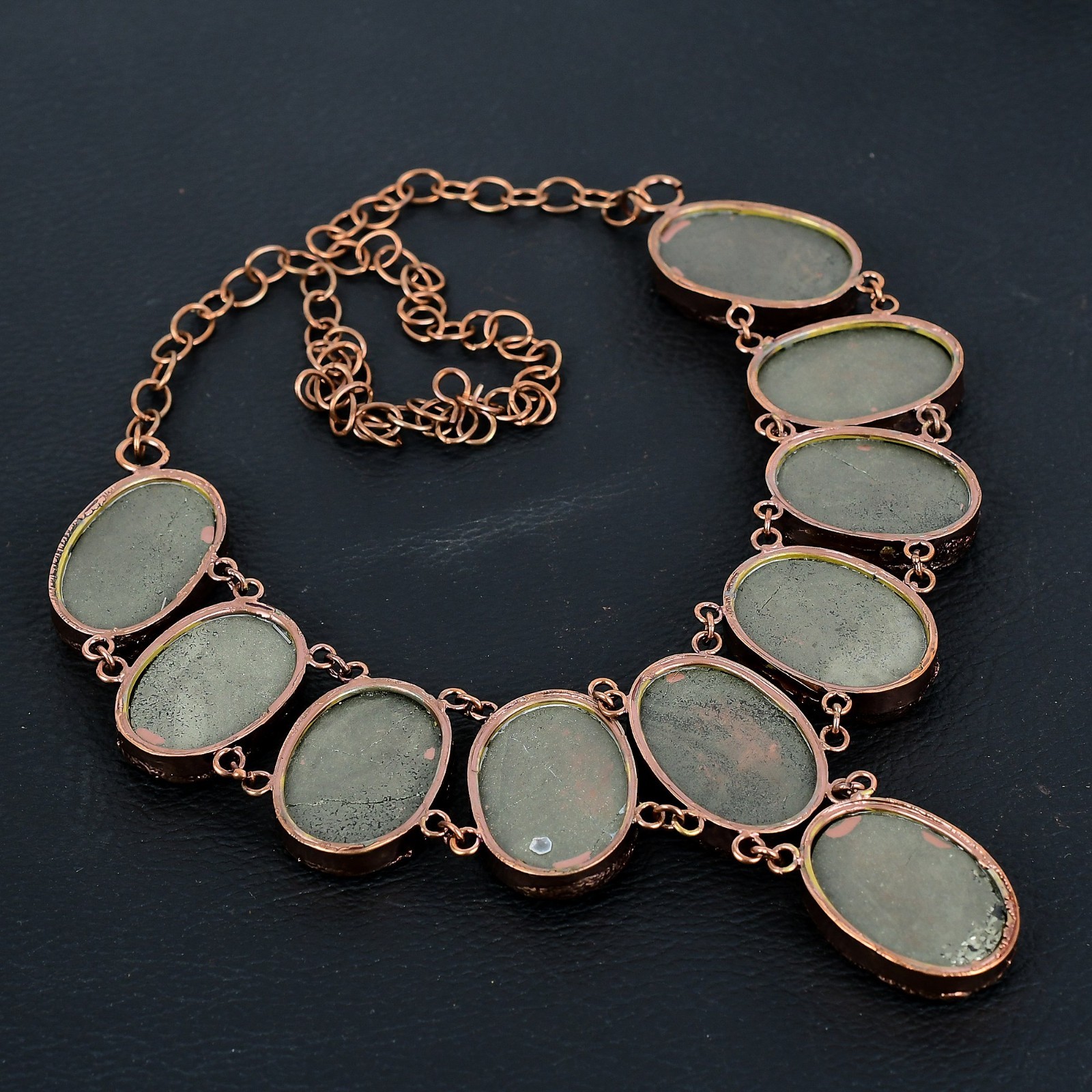 Pyrite Druzy Gemstone Copper Electroformed Handmade Amazing Necklace Jewelry