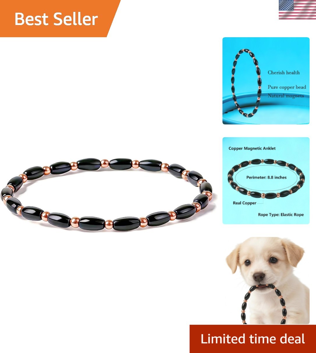 Waterproof Healing Magnetic Copper Anklet – Perfect Gift for Any Occasion