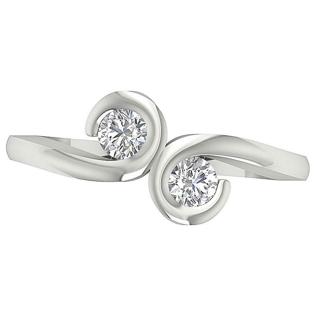 I1 G 0.55 Carat Natural Round Cut Diamond Forever Us Two Stone Ring 14K Gold