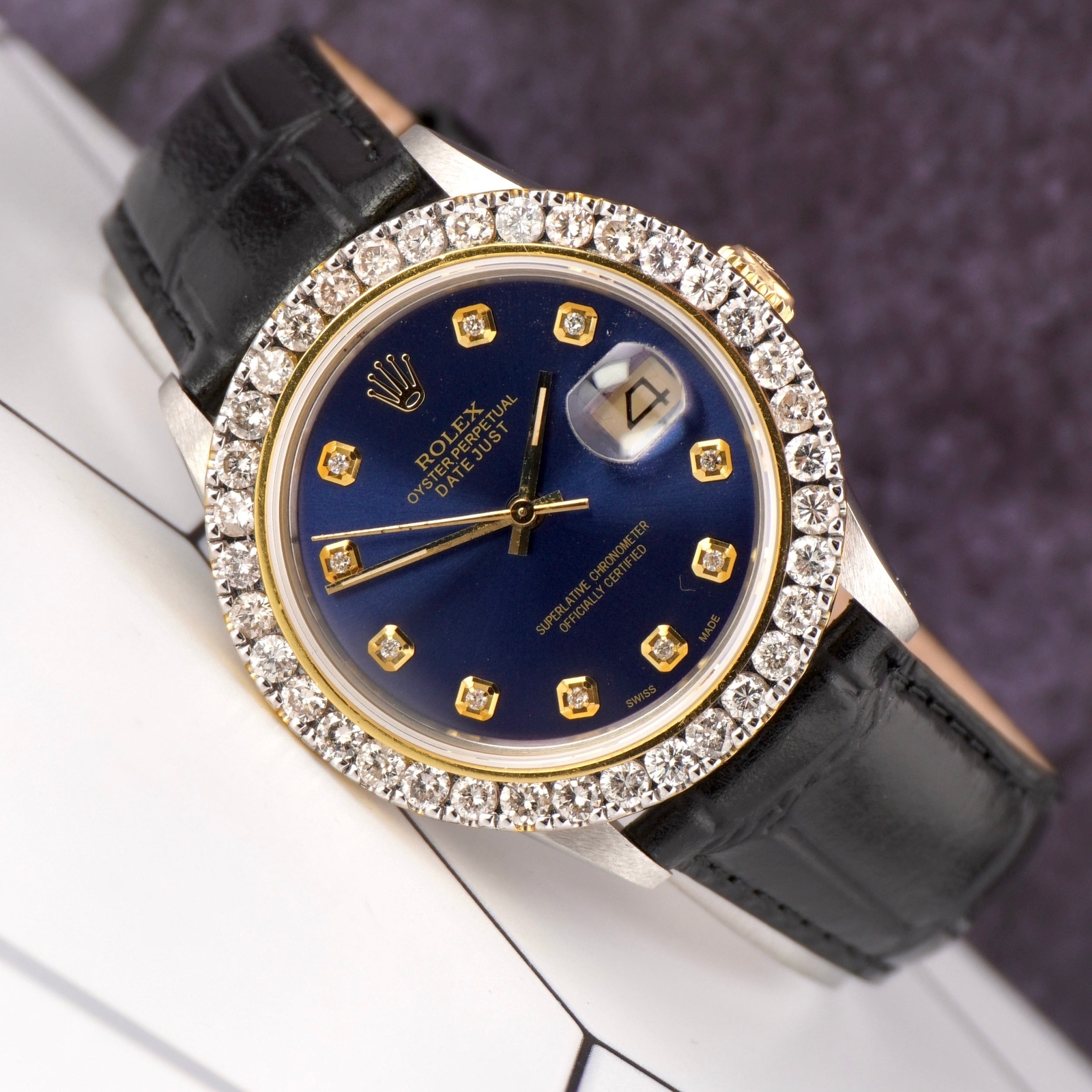 Rolex Datejust 36mm 2-Tone 2.25ct Dark Blue Diamonds Dial Men’s Watch
