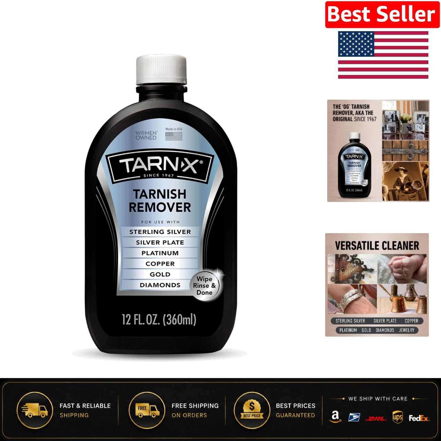 Jewelry Tarnish Remover – 12 oz Multi-Purpose Cleaner for Metals & Diamonds