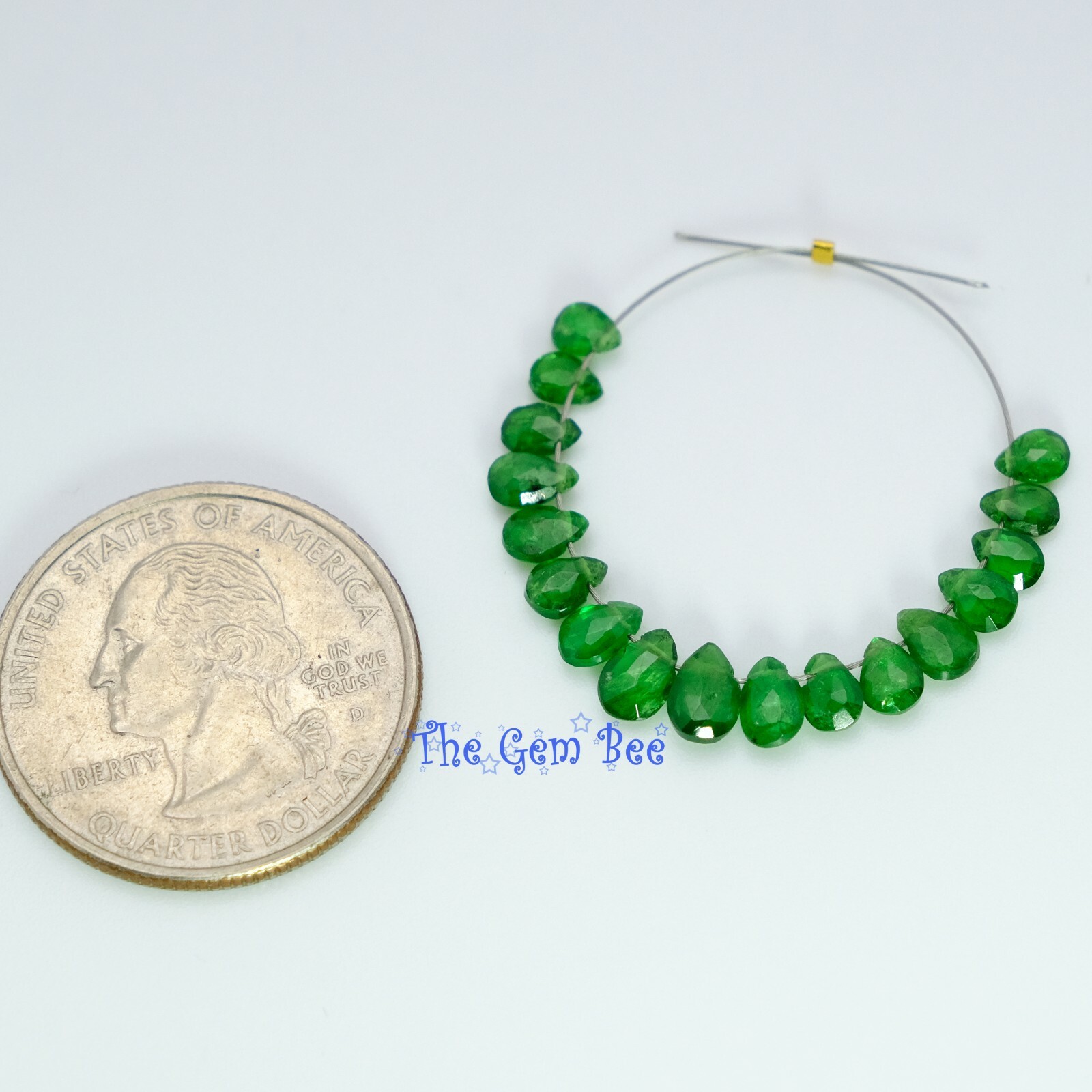 Gem Tsavorite Deep Green Garnet Faceted Petite Pear Briolette Beads (17)