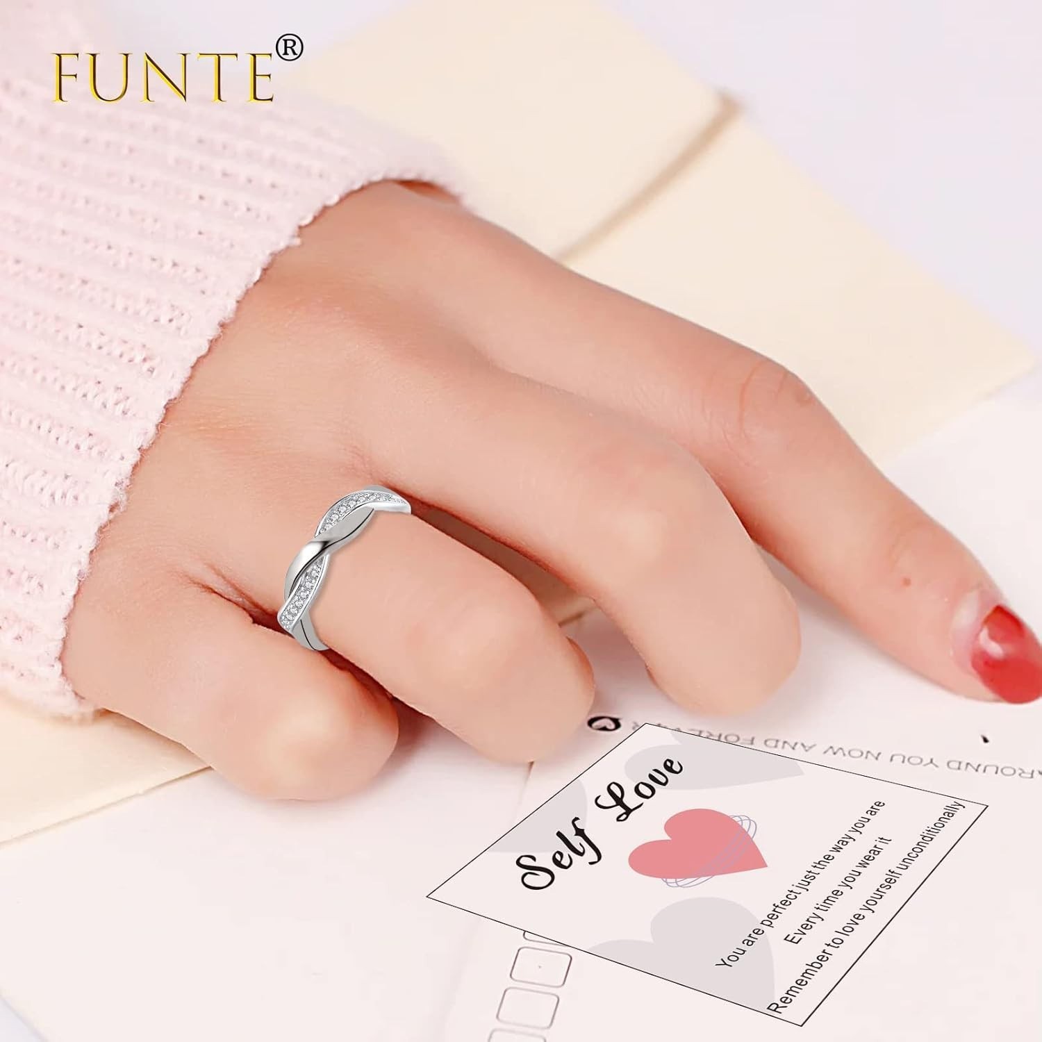 Elegant Adjustable 925 Silver Plated Ring – Cubic Zirconia Gift Box Included