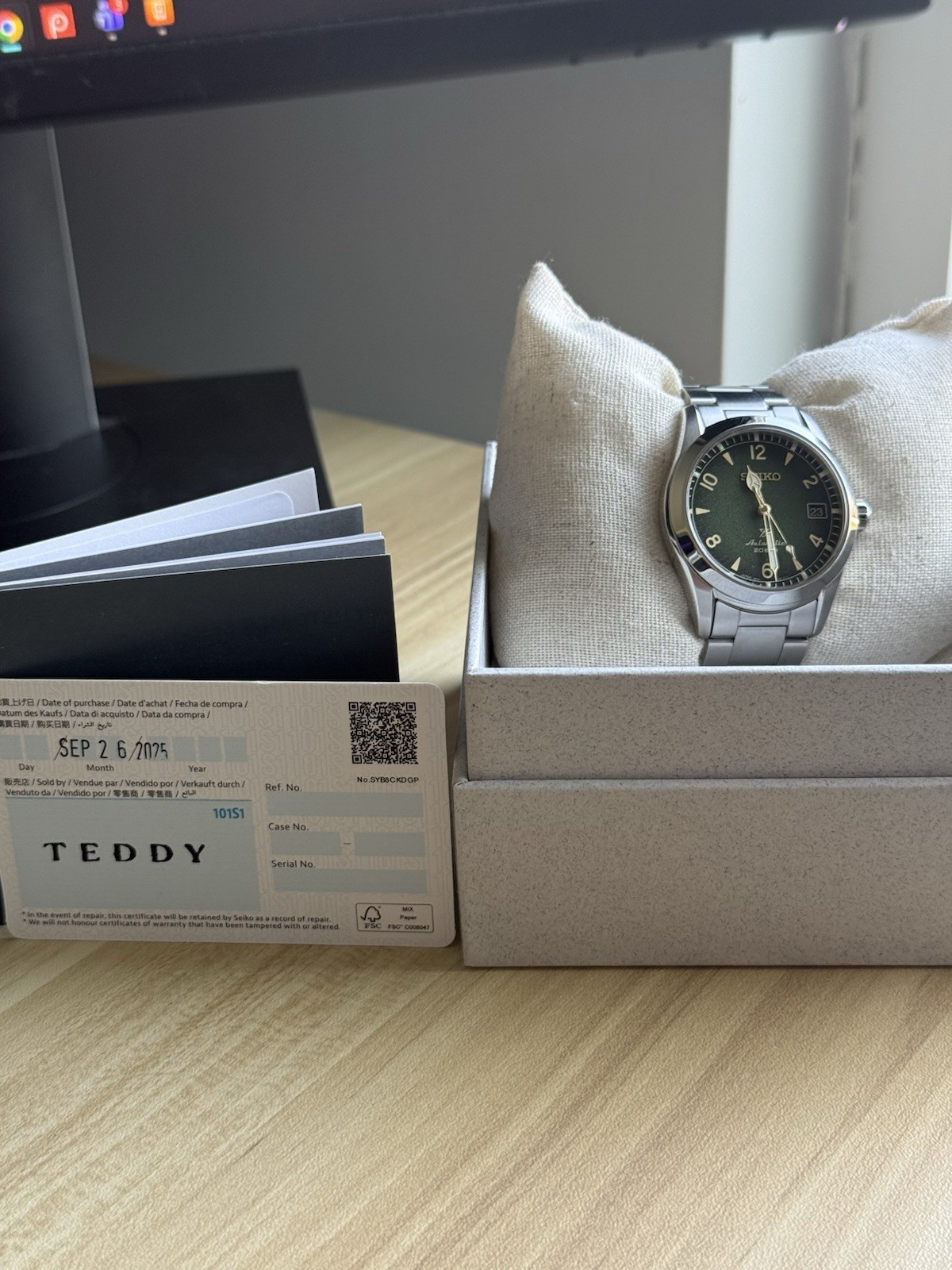 Seiko Prospex SPB155 Baby Alpinist Green Dial Full set + Nato Strap