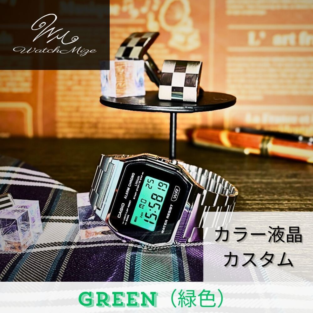 Color LCD custom A158WEA 1JF base green LCD model (CASIO base) custom watch