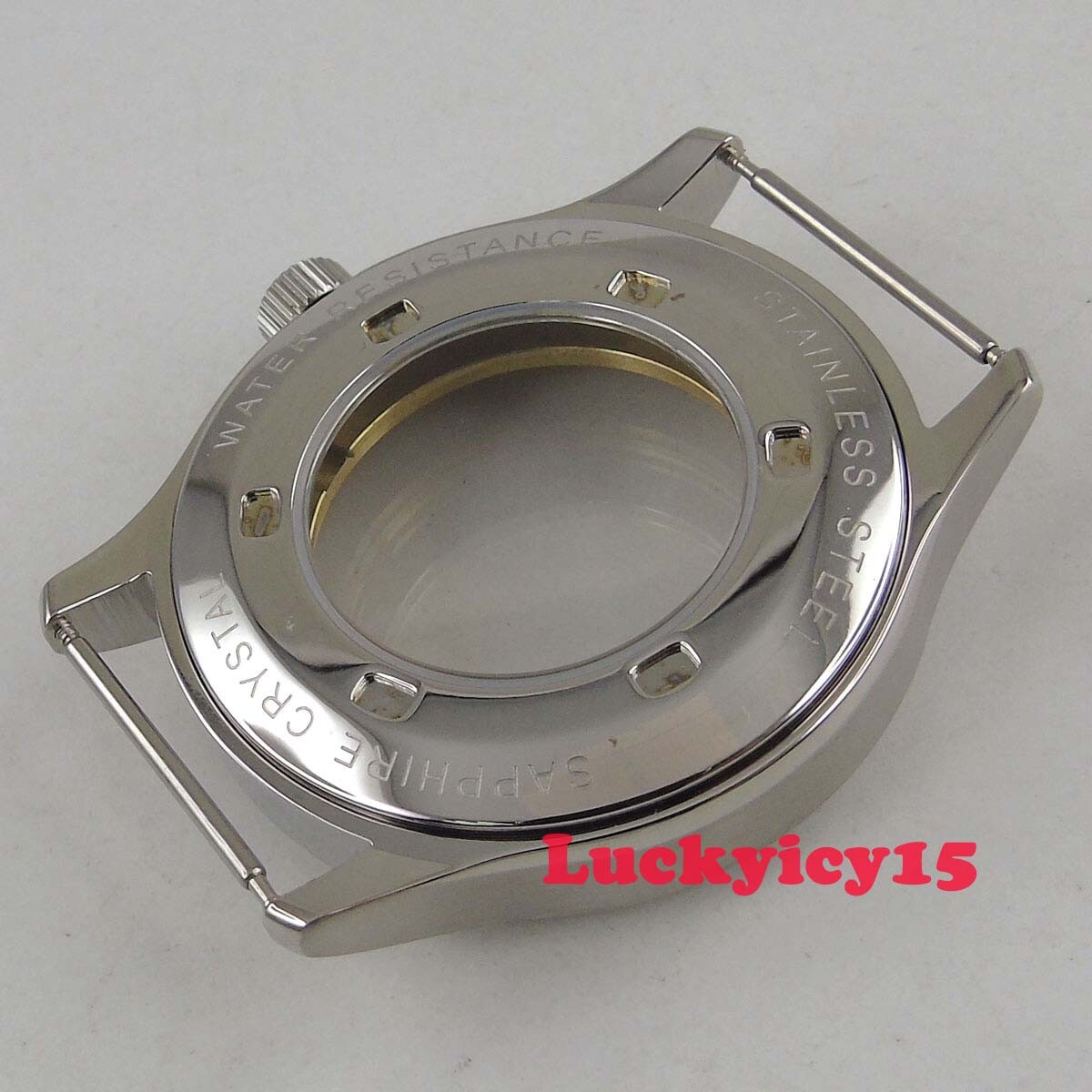 Polished 42mm sapphire glass Stianless steel watch case fit Miyota movement C20