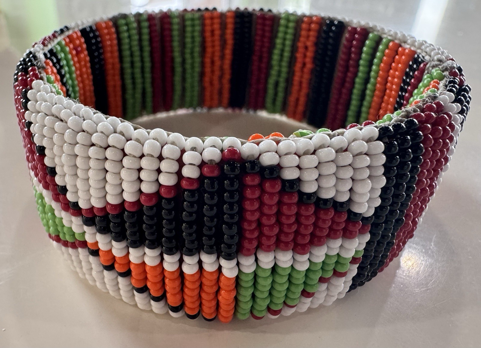 Vintage Beaded Bangle Bracelet Kenya Maasai Glass Colorful Ethnic Handmade