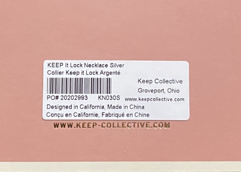 Keep Collective, Keep it Lock Necklace Silver, KN030S