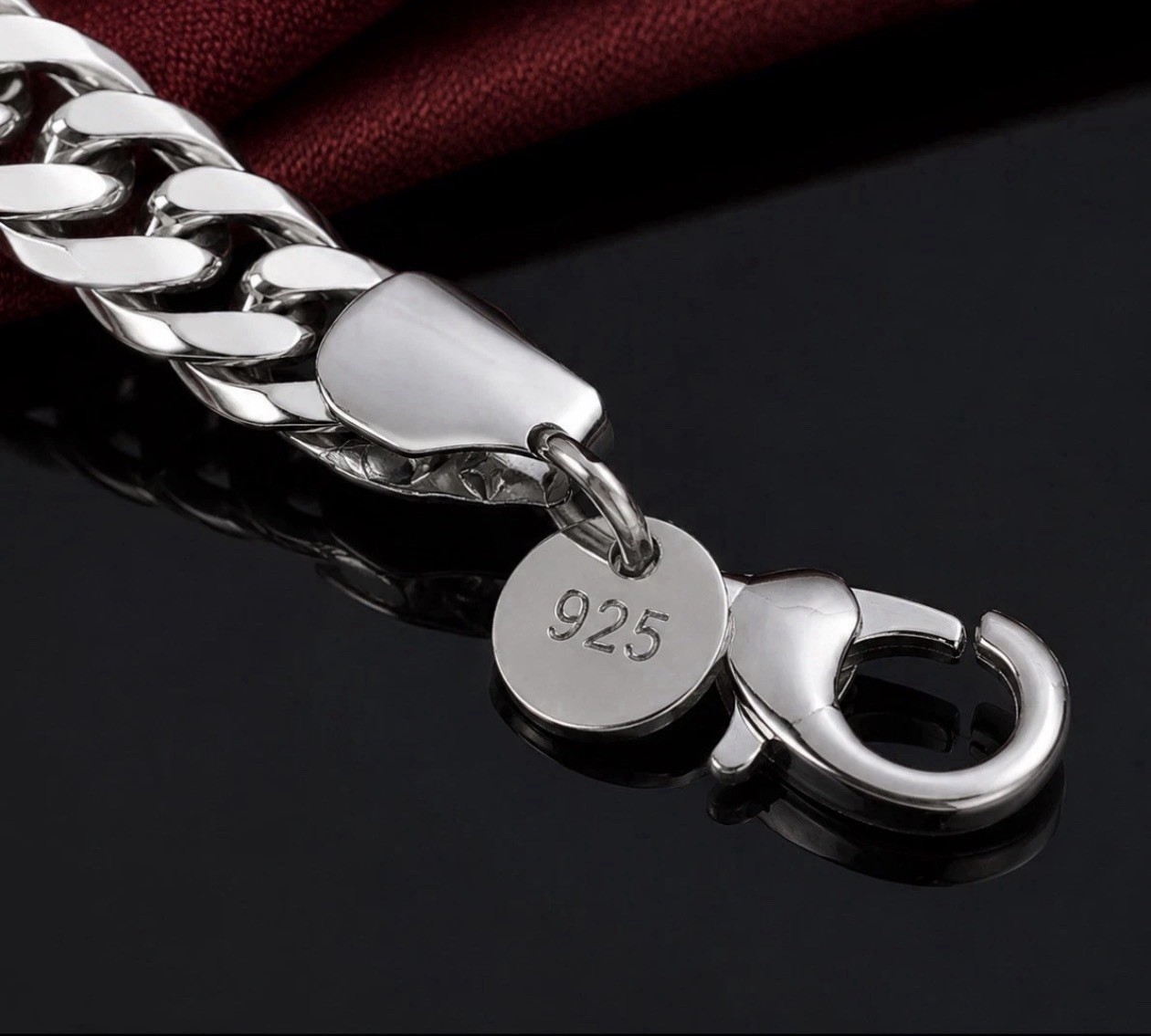 Marked 925 Silver Plated Heavy Miami Cuban Link Chain 24 Inch 10MM Italy