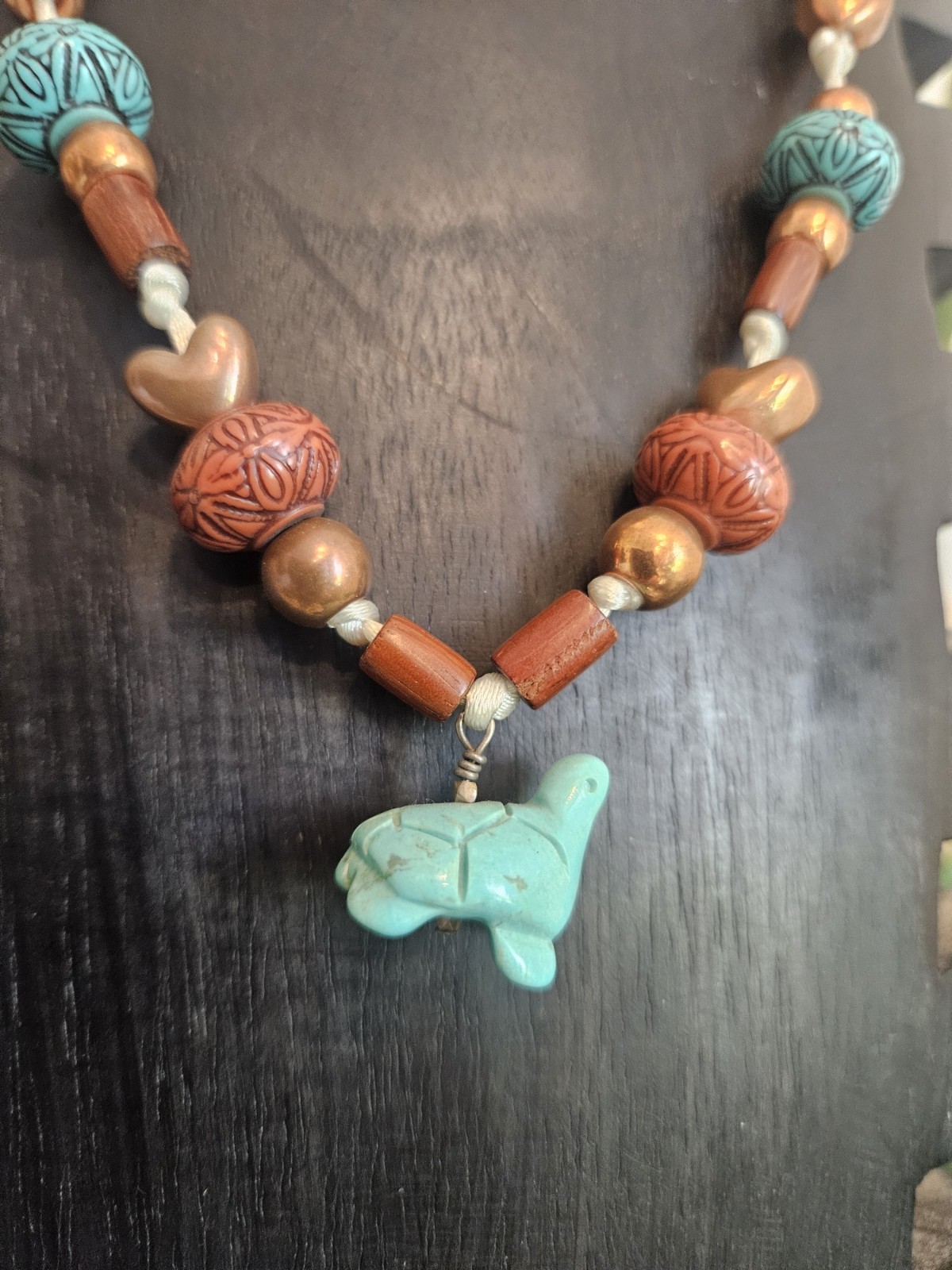 Turquoise Necklacewith brown/orange