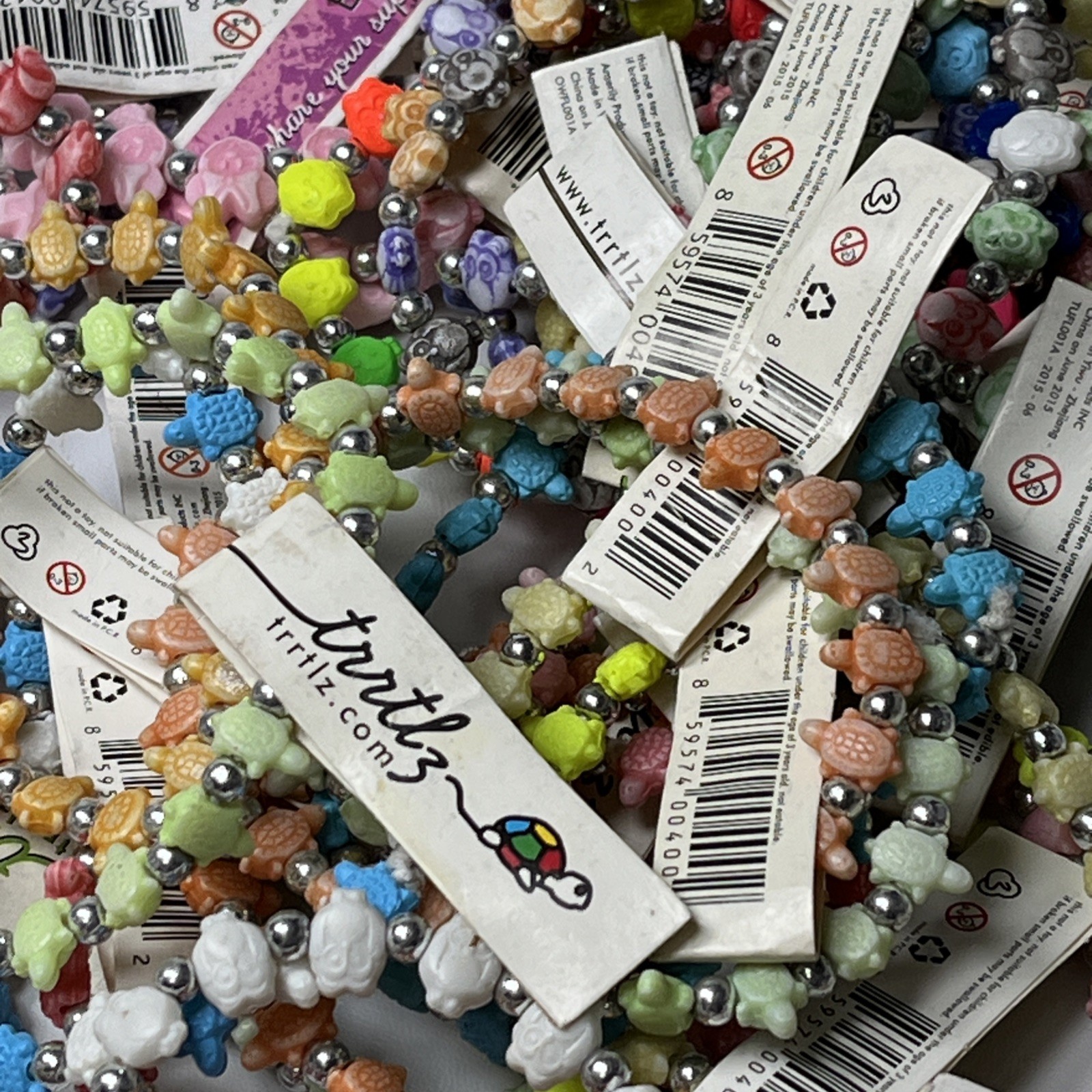 Lot Of 100 Trrtlz Kids Stretch Bracelets Mixed colors and Styles