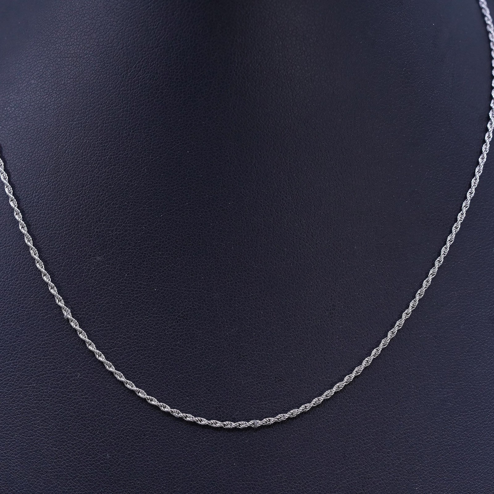 16” 1.6mm, vintage Italian sterling silver 925 French rope chain necklace