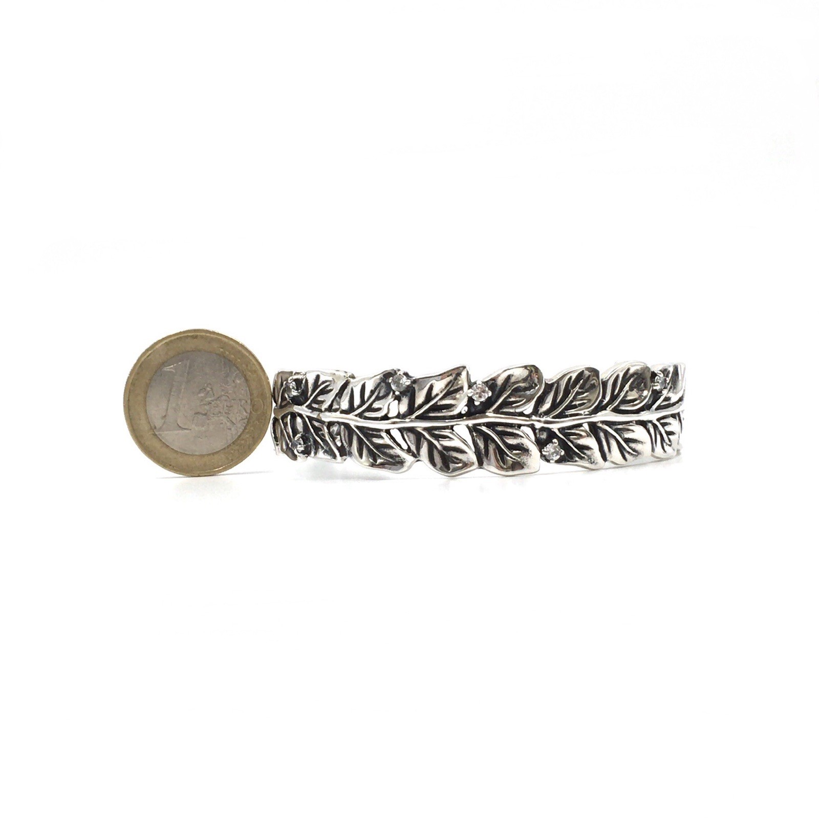 925 Silver Bangle 16mm Sterling Jewellery Bangle Flexible Bracelet Floral 31g