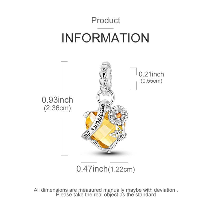 MULA 925 Sterling Silver Yellow AAA CZ Charm Love Sunflower For Women Bracelet