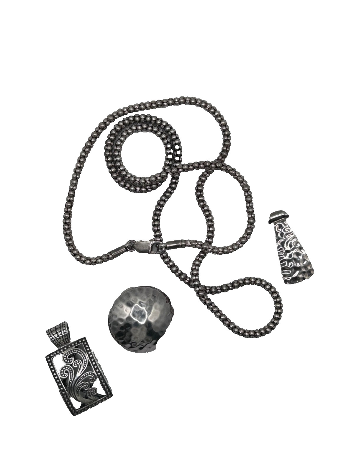 Silpada Sterling 14 1/2 ‘ Popcorn Chain Necklace with 3 Pendants Approx 45g